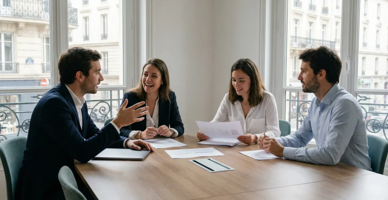 Élus CSE discutant des indemnités PSE autour d'une table de réunion